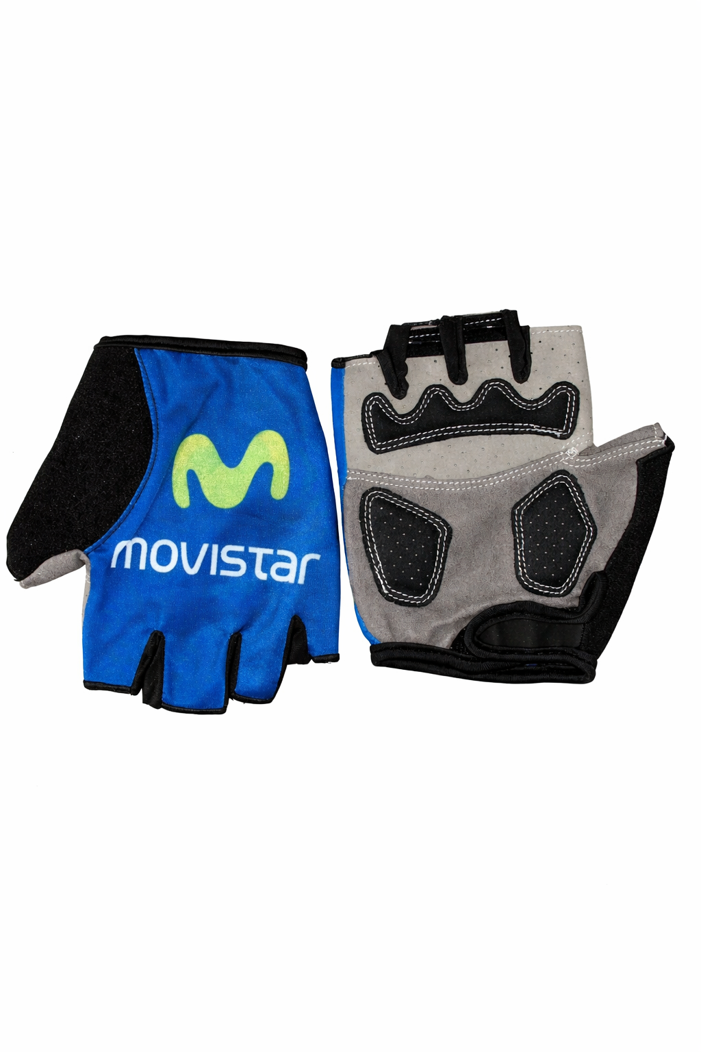 Movistar-team-half-finger-cycling-gloves-showing-blue-lime-green-back-and-grey-gel-padded-palm