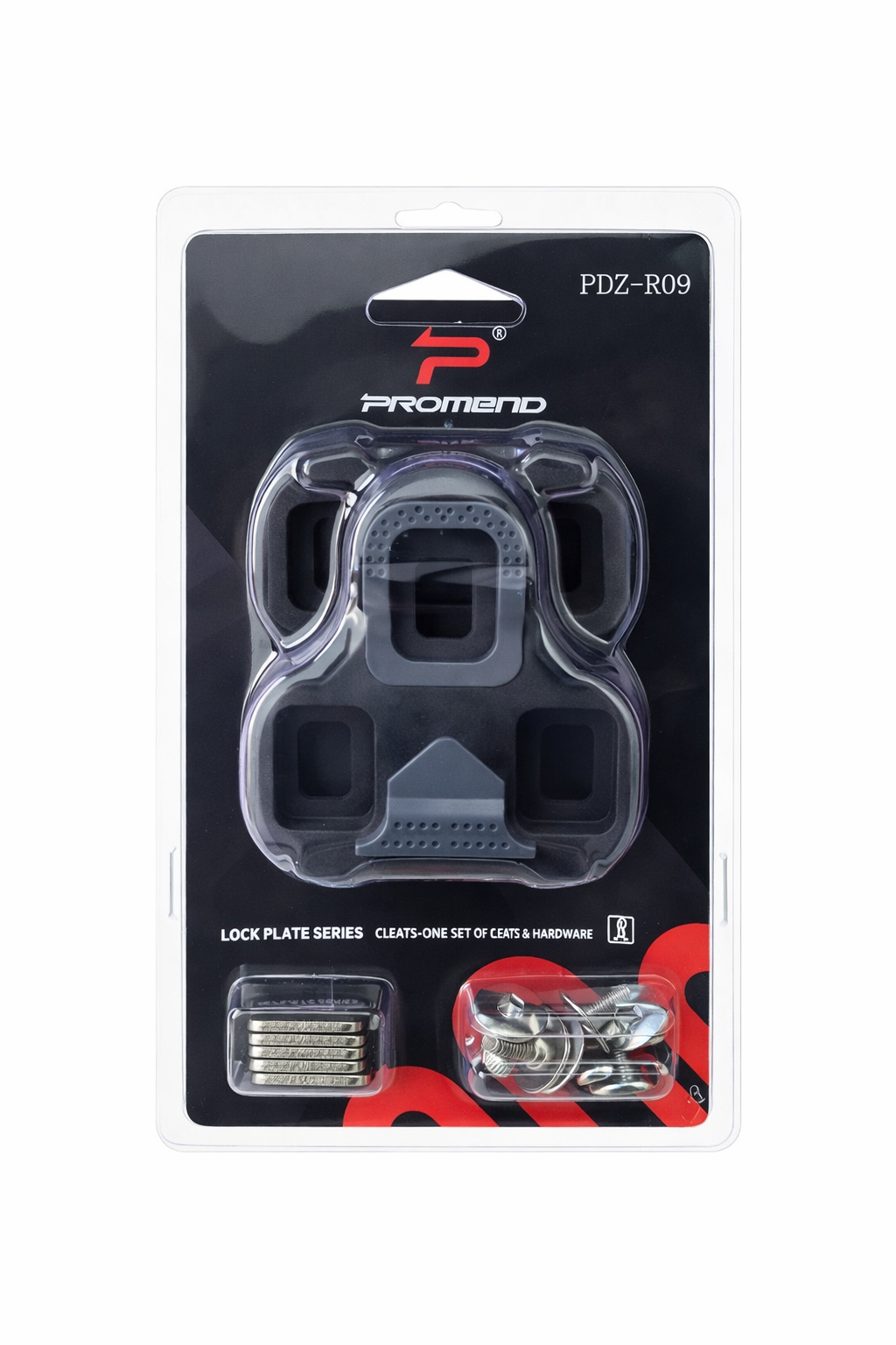 Promend-road-bike-cleats-set-grey-4.5-degree-float-look-keo-compatible-packaging-with-bolts