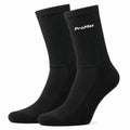 Pair of ProMax black aero cycling socks with white logo on a plain background.