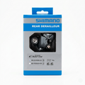 Shimano Claris RD-R2000-SS 8-speed short cage road bike rear derailleur inside its original blue and grey retail box with the model checked.