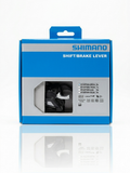 Front view of the blue and silver retail box packaging for the Shimano ST-EF500-8R2A 8-speed right shift and brake lever combo, with the component visible through the display window.