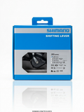 Front view of the blue and silver retail packaging for the Shimano Deore SL-M6100-R 12-speed right shifting lever, showing the shifter mechanism through the clear display window.